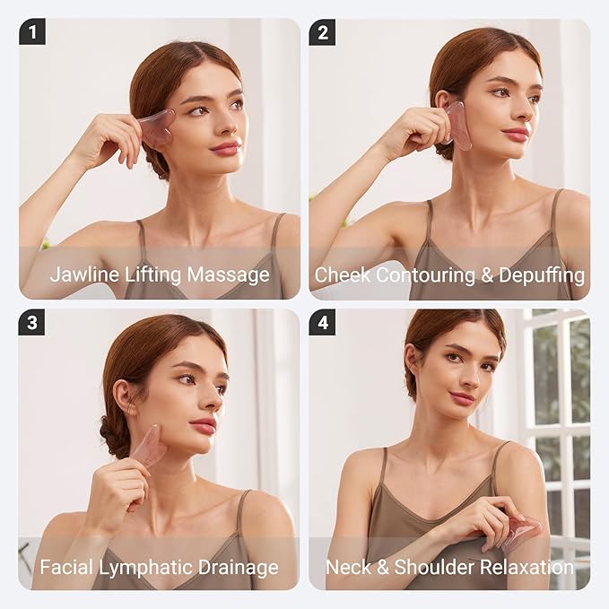 Gua Sha Tool for Face &Body,Gua Sha Sculpting Tool,Jawline Shaper Lymphatic Drainage Brush,Scalp Massage Tool&Head Scratcher,Face massagerProp 65 Tested