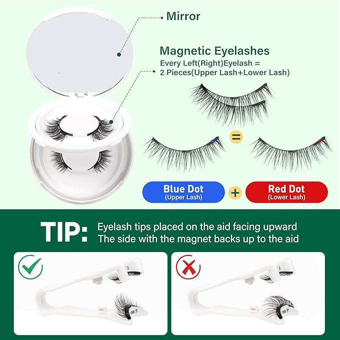 KEYYOU Reusable Magnetic Eyelashes 2 Pair with Applicator No Glue Needed 3D Natural Magnetic Lashes, Easy to Apply & Long Lasting for Daily Use & Events(A06+A09)