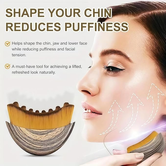 2 PCS Lymphatic Contour Face Brush, Manual Lymphatic Drainage Massager, Natural Makeup Brushes with Durable Soft Bristles, Hypoallergenic Ergonomic Facial Cleansing Brush for Sculpting - 2 Pack