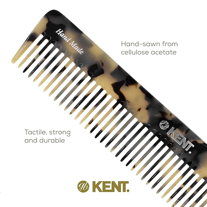 Kent 92T TW Wide Tooth - Detangler Comb for All Hair Types, for Men and Women, To Use in Wet or dry Hair, Styling and Detangling Comb, Handmade Sawcut and Polished