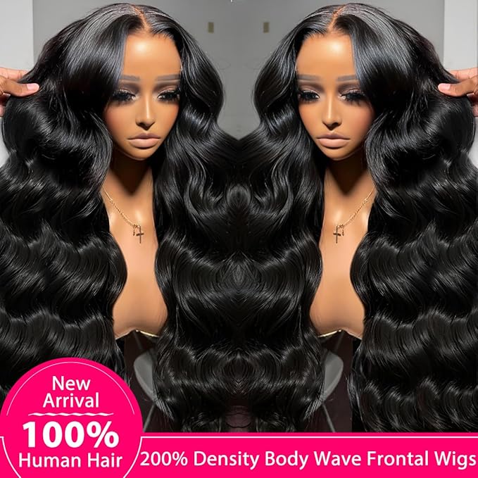 Sunelk 200 Density 13x6 Lace Front Wigs Human Hair 34 Inch Body Wave HD Lace Front Wigs Human Hair Pre Plucked Glueless Wigs Human Hair for Women 13x6 HD Lace Frontal Wig