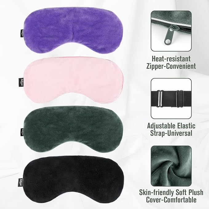 Heated Eye Mask Warm Compress for Eyes, Soothing Weighted Eye Mask for Sleeping, Microwave Moist Heating Pad Hot Compress for Eyes Relaxation, Reusable Sleep Mask for Home, Office (Grey)