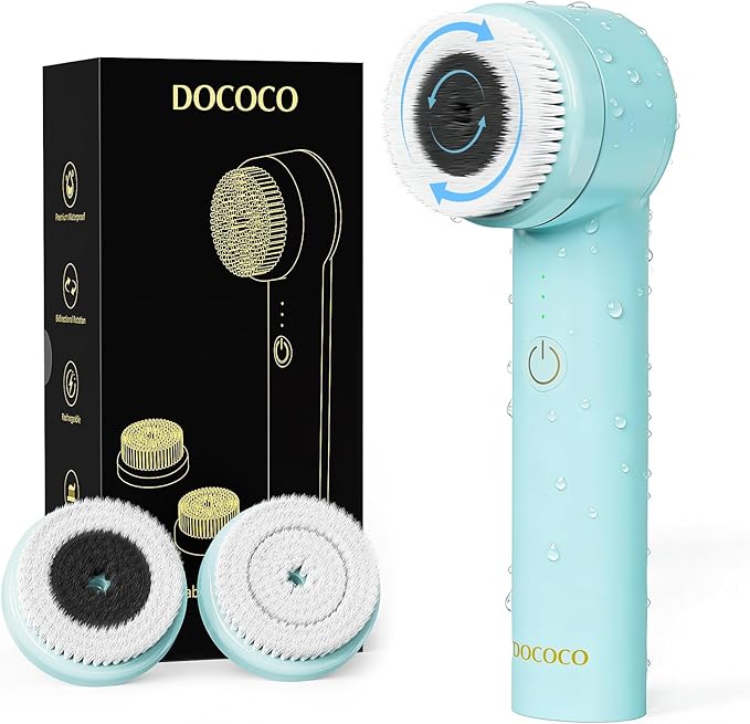 Facial Cleansing Brush with Dual Rotating, Electric Face Scrubber, 3 in 1 Facial Brush Skin Cleansing for Deep Cleansing, 3 Speeds, Waterproof Face Cleanser Brush for Men Women, Soft Exfoliator