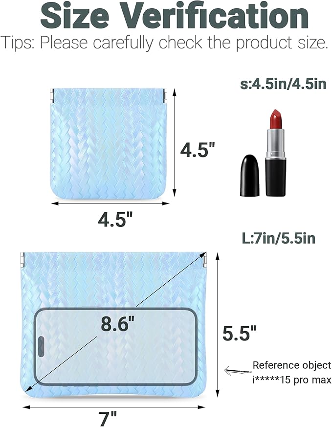 2 PC Small Makeup Bag for Purse, Lipstick Holder & Purse Organizer Pouches, Waterproof Faux Leather Cosmetic Bag, Slim Travel Makeup Pouch for Women Daily & Travel Essentials