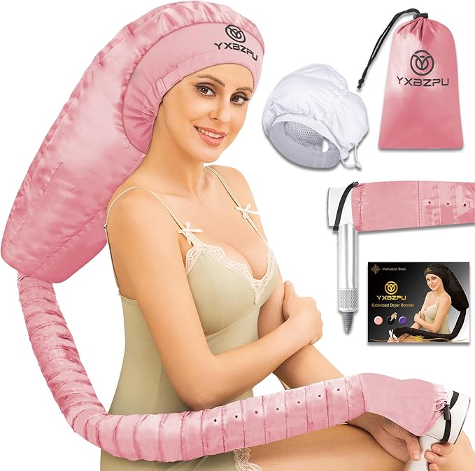 Bonnet Hair Dryer,Hooded Hair Dryer Attachment, Dryer Hooded Diffuser Cap for Curly,Speeds Up Drying Time,Safety Deep Conditioning at Home(Pink)
