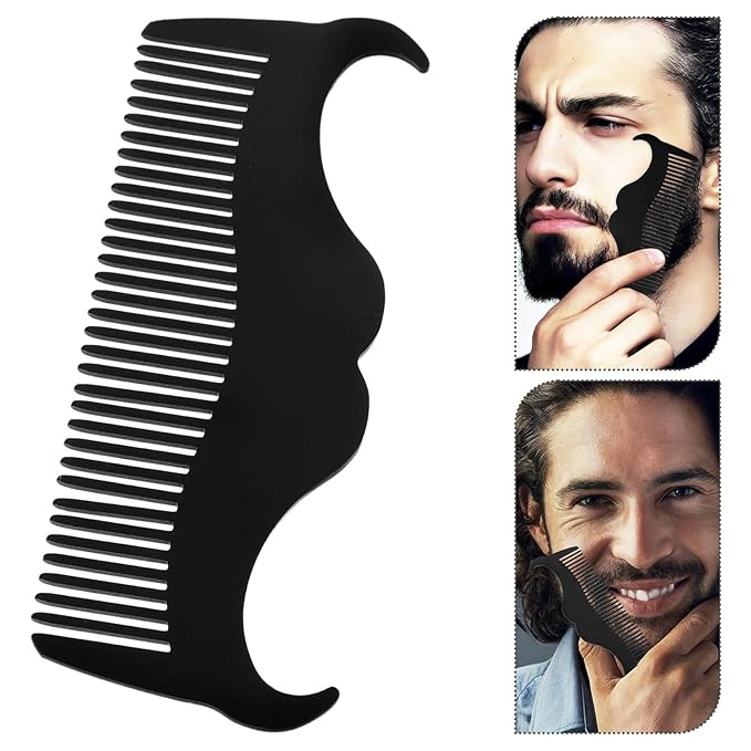 Beard Shaper Comb and Stainless Steel Beard Template Grooming Tool Set with Black Opp Pocket for Men’s Precise and Mustache Styling