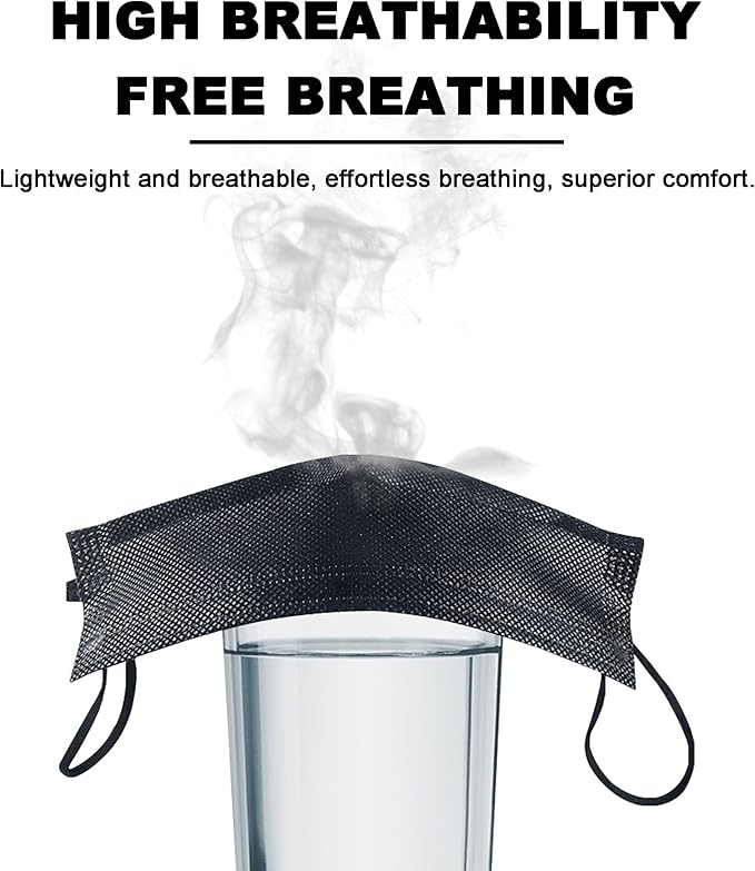 Disposable Face Masks 100 Pack, 3 Ply Breathable with Adjustable Nose Wire & Soft Ear Loops for Daily Use