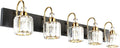 Ralbay Modern LED Bathroom Vanity Lights 5-Lights Crystal Vanity Lights Over Mirror Modern Black Bathroom Vanity Lighting Fixtures
