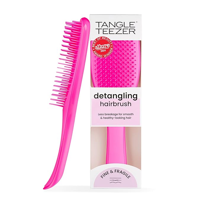 Tangle Teezer Fine Ultimate Detangler Brush, Dry & Wet Hair Brush to Detangle & Reduce Breakage for Fine Hair Types, Runway Pink