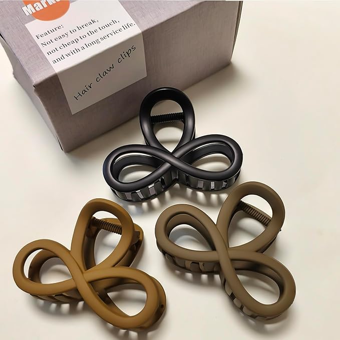3.3 Inch Hair Claw Clips, Unbreakable No Slip Matte Claw Clip for Women's Thin & Medium Thick Fine Hair, 3 Pack
