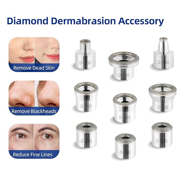 Diamond Dermabrasion Head, Microdermabrasion Accessories 9 Tips, Facial Replacements Dermabrasion Head Replacements Professional Microdermabrasion Tool