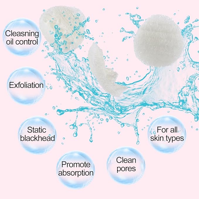Bokon Loofah Exfoliating Face Pads 2.36 Inches Round Natural Loofah Sponge Body Face Scrubber Remove Dead Skin Facial Pad Bulk for Bath Shower Spa Skin Cleaning Women Men(50 Pcs,White)
