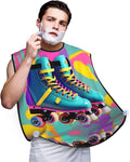 Retro Colorful Roller Skates Print Beard Bib Apron For Men, Beard Hair Catcher For Men Shaving Trimming,Beard Cape Cloth