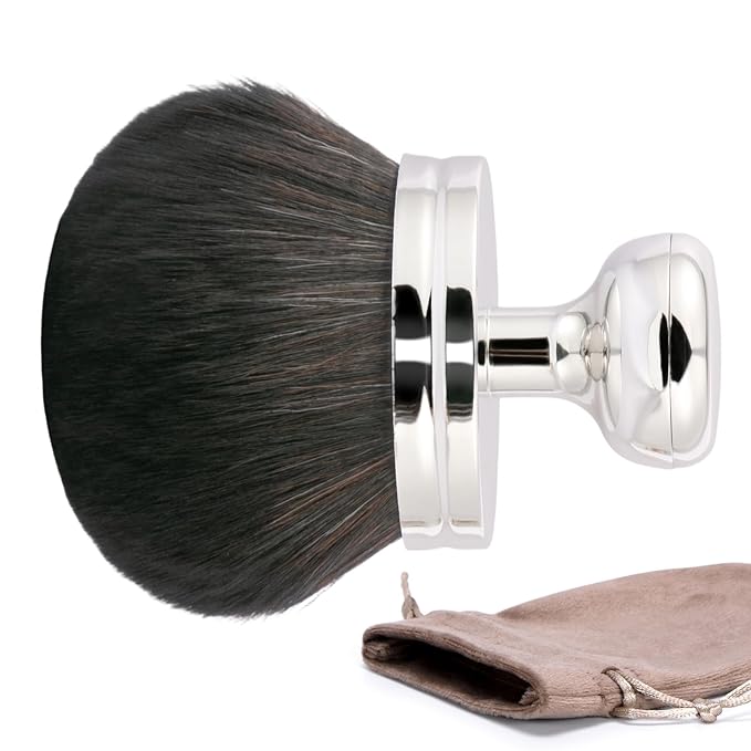 UNIMEIX 3 Inch Sunscreen Applicator with Drawstring Bag, Self Tanner Brush Body Makeup Brush Kabuki Spray Tan Blending Beauty Brush for Body Coverage Perfector (Sliver)