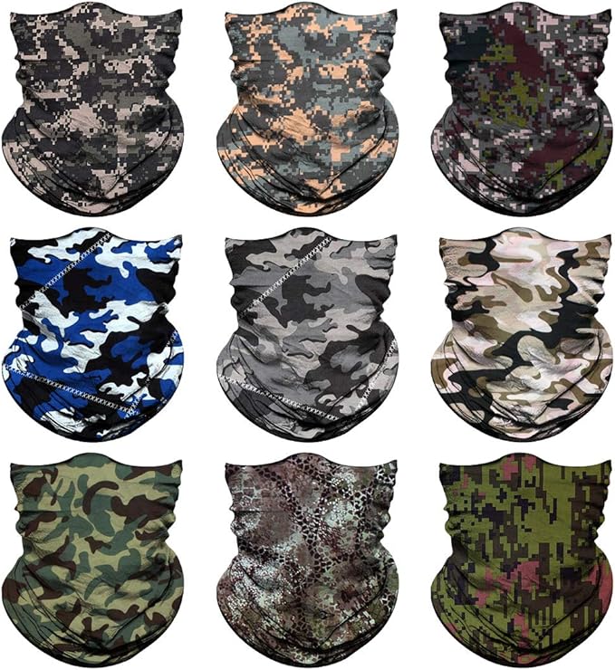Venswell Neck Gaiter Face Mask Men Women,Seamless Bandana Rave Face Cover Scarf Mask,Balaclava,Headband, Head Wrap,Headwear