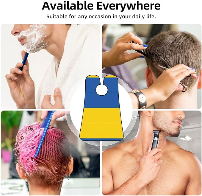 Flag Of Ukraine Print Beard Bib Apron For Men, Beard Hair Catcher For Men Shaving Trimming,Beard Cape Cloth