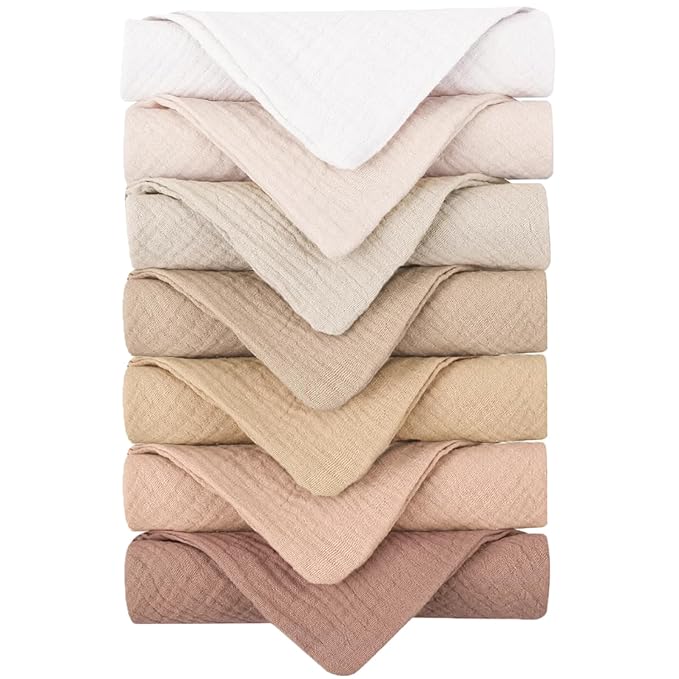 Konssy 7-Pack Soft Cotton Face Wash Cloths, Reusable Absorbent Washcloths for Sensitive Skin, Facial Makeup Remover Towels for Women (11 x 11 Inch)