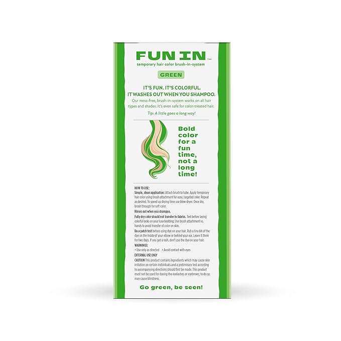 Fun In by Sun In Temporary Hair Color with Easy Brush Applicator for Kids, Teens & Adults - Washable One day color for Festivals, Events & Parties - All Hair Types
