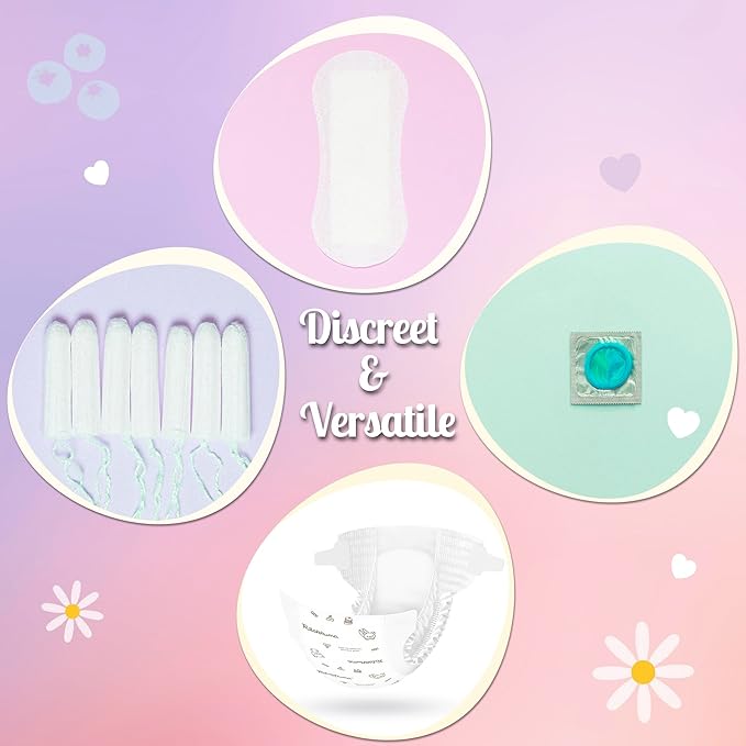Sanitary Napkin Disposal Bags with Dispenser, Feminine Hygiene Disposal Bags for Tampons Trash Bag, Personal Care Sanitary Bag for Women Privacy Handling (Multicolor)