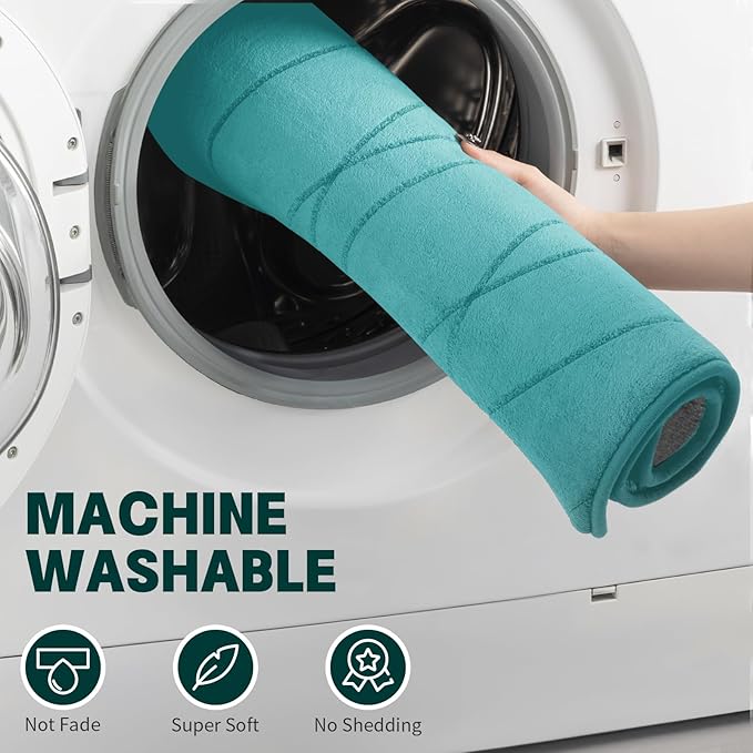 YIHOUSE Memory Foam Bathroom Rug Sets 2 Piece, Ultra Absorbent Bath Mat for Bathroom - Non-Slip Machine Washable & Dry Quickly, 2 Piece Bathroom Mat Set,Teal