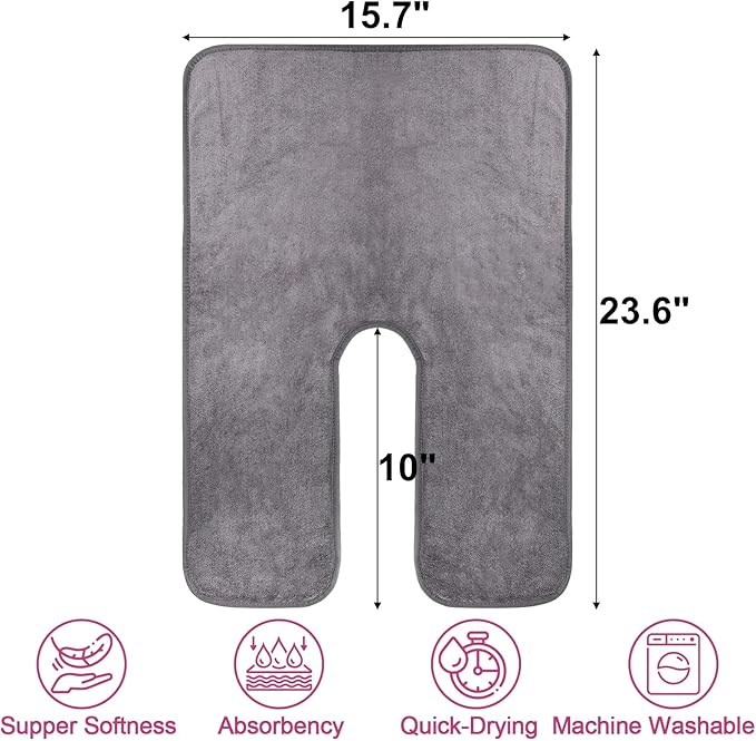 DEAYOU 6 Pack Facial Towels for Estheticians, U-Shaped Spa Towels for Facial, Soft Microfiber Massage Face Towels for Spa Steam, Barbers, Beauty Salons, Skin Care, SPA Centers, Split Design, Grey