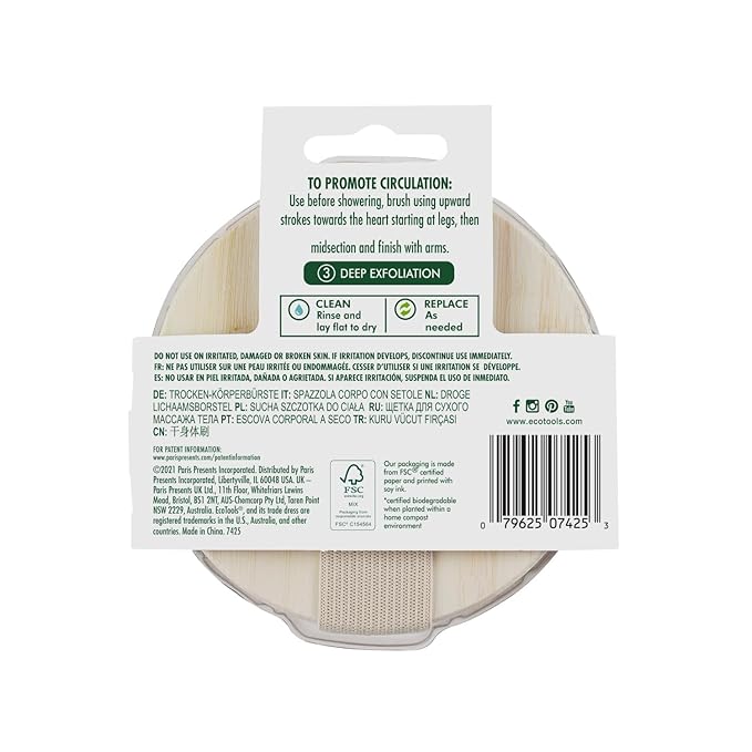 EcoTools Dry Body Brush,for Post Shower & Bath Skincare Routine,Removes Dirt and Promotes Blood Circulation,(Pack of 12)