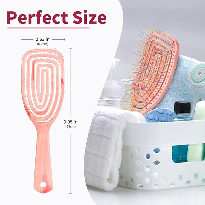 Detangling Wet Hair Brush for Thin or Straight Hair, Vented Detangler Hairbrush with Double-Layered Ultra and Soft-Nylon Bristles for Wet or Dry Hair, Gift for Women Girls Kids