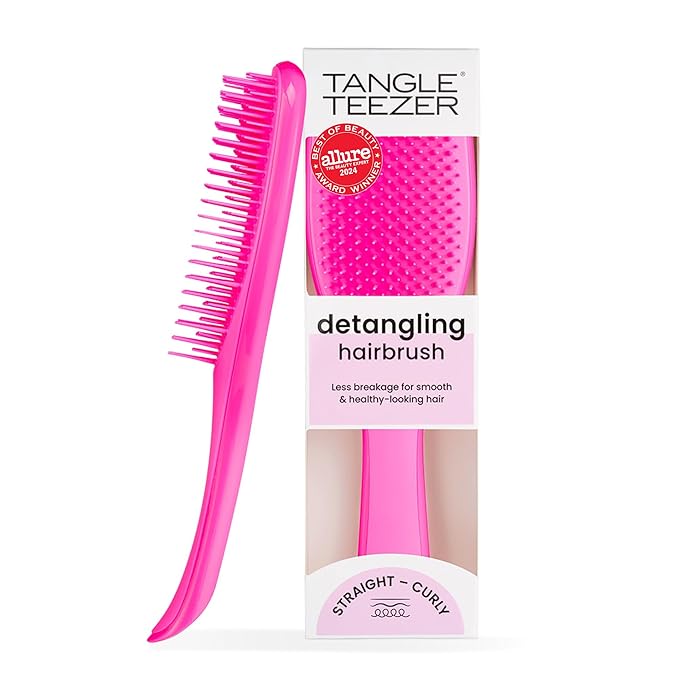 Tangle Teezer Ultimate Detangler Brush for Wet & Dry Hair, Eliminates Knots & Reduces Breakage for Straight to Wavy Hair Types, Runway Pink