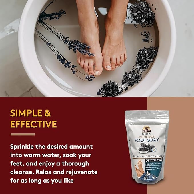 OKAY Pure Naturals Himalayan Black Salt Detox Salt Foot Soak - 16 oz / 453 gr