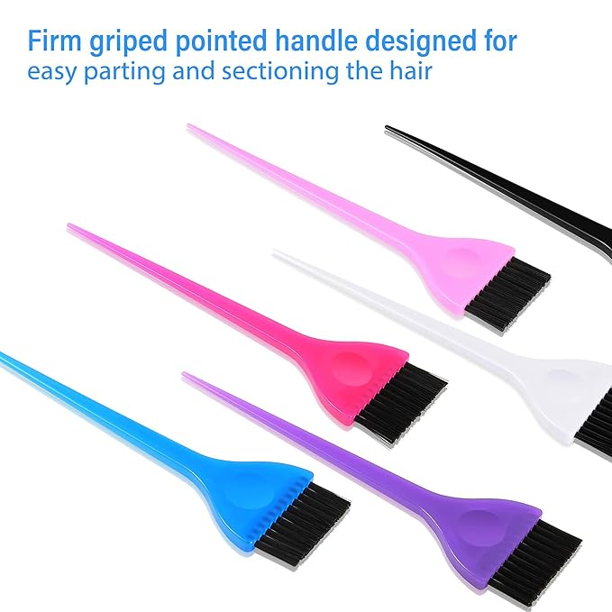 Boao 6 Pcs Hair Color Dye Brush Set Color Tint Applicator for Hair Stylist Reusable Coloring Tinting Brush Kit for Women Men Salon Use Dyeing Home DIY(6 Colors)