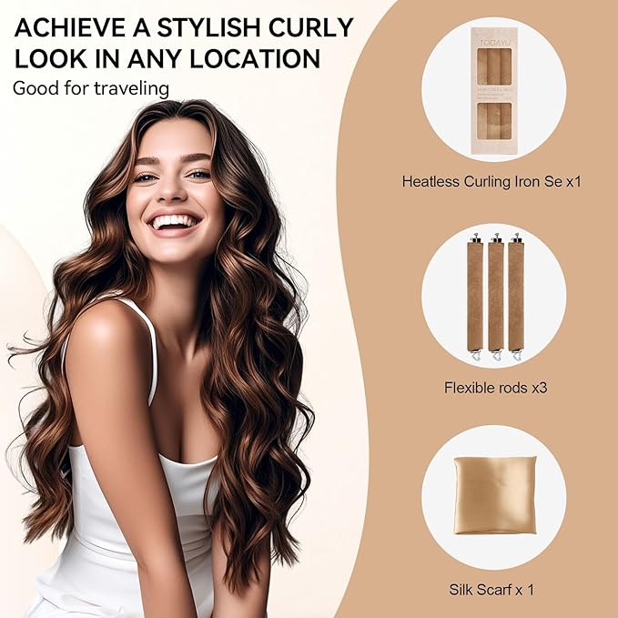 Heatless Curls Overnight Set - Jumbo Overnight Hair Curlers to Sleep In, Soft Velvet Hair Rollers for Women, No Damage Curls Styling Tools 8pcs