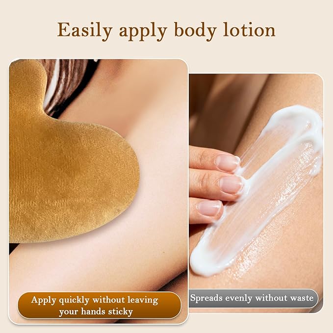 Body Lotion Applicator Gloves Set (2 Sizes: Large & Small) - 2 Color Options, High-Density Short Plush Material, Self-Tanning/Moisturizing Mitts for Even Coverage (Brown)