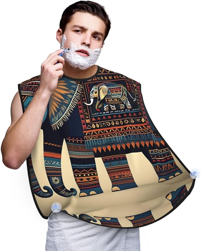 Beautiful Peacock Print Beard Bib Shaving Apron, Beard Hair Trimming Cape Gift For Dad