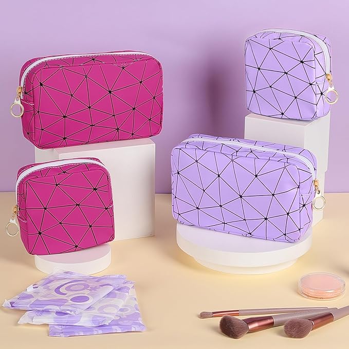 Period Bag for Teen Girls, Leather Sanitary Napkin Storage Bag, Portable Menstrual Pad Bag Period Pads Pouch, Small Make Up Bags