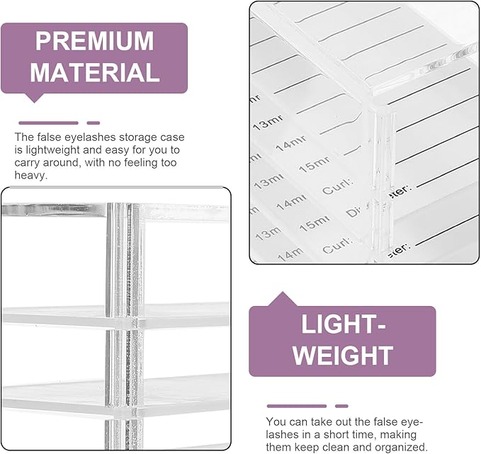 NOLITOY Acrylic 10-layer False Eyelash Storage Box Multi-tier Lash Organizer Case for Women Travel and Household Cosmetic Display