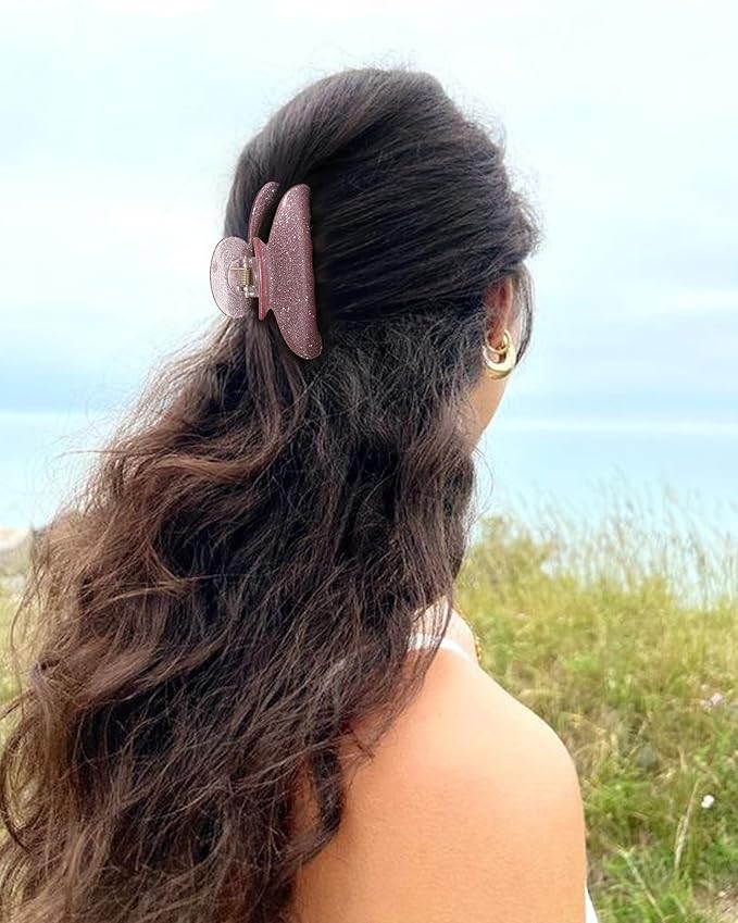 4Pcs Large Acrylic Clips - Big Non-Slip Banana Barrettes for Thick Hair, Strong Hold Jaw Clips for Women Girls