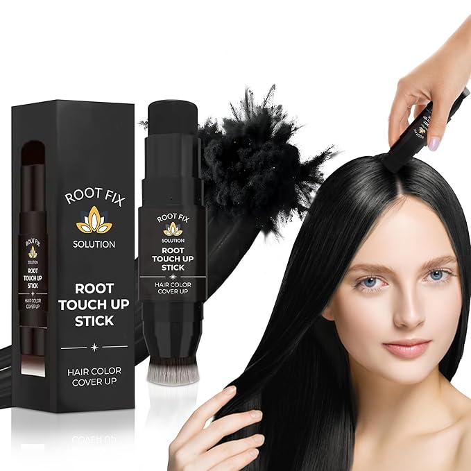 Root Touch Up Hair Color Stick for Gray Coverage - Instant Bald Spot Concealer Stick for Grays and Roots - Professional Salon Quality Hair Cover Up Hair Products for Women/Men (Black, One Size)
