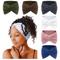 Tobeffect 7'' Extra Wide Headbands for Women, Large Thick Turban Head Wrap Headband, Boho Bandana Head Bands for Women's Hair, Non Slip Workout Yoga Hairband Hair Accessories, 6 Pack