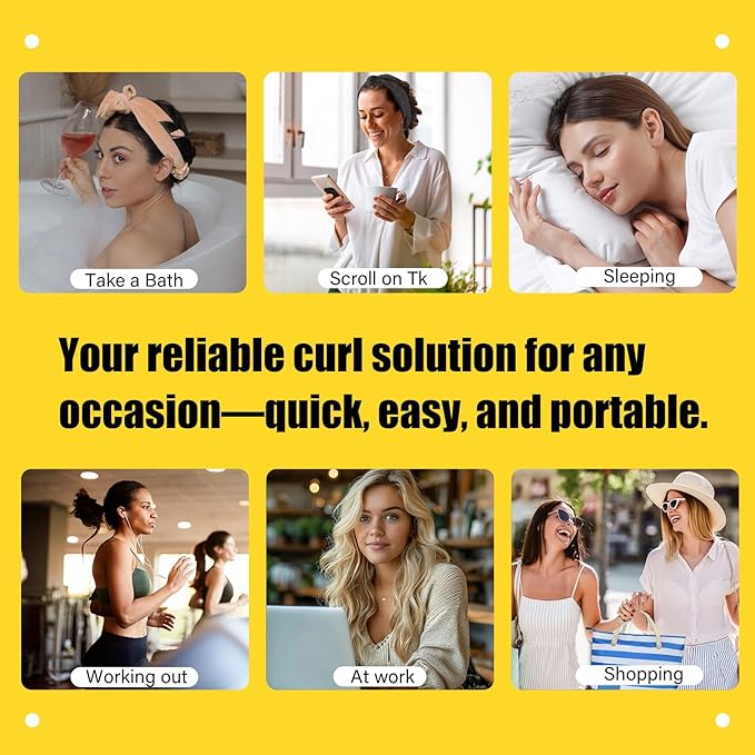 Heatless Curls Hair Curlers to Sleep in – Velvet No-Heat Overnight Curling Rod Headband Set for Long Hair, with Scrunchies & Clip, Wake Up to Beach Waves (Beige, Pack of 1)