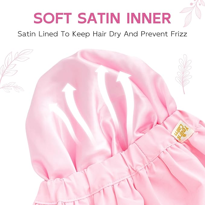 Years Calm Luxury Shower Cap for Women, Color Changing Shower Cap Reusable Waterproof, Flexi Satin Lined, Stylish Hair Cap for Shower, Washable Elastic Band Bath Cap for Long Hair, Braids (Pink)