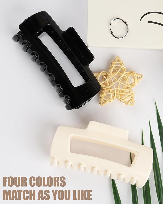 Soft Claw Clips, 2PCS Cloud Hair Claw Clip, Flexible, Lightweight &Cosy Hair Clips, Strong-Hold Non-Slip for Thick Thin Hair, Hair-Pins for Women Girlfriend Parties Casual Daily(Black+Off-White)