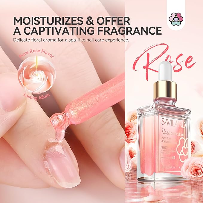SAVILAND Cuticle Oil Vitamin E: 40ml Rosehip Nail Growth Oil Jojoba Mineral Nail Oil Plant-based Cuticle Oil For Nails Ultra Nourishing Repairing