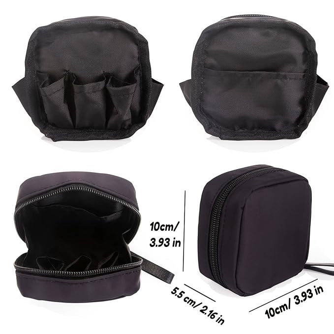 Hekyip Mini Cosmetic Bag, Travel Makeup Pouch, Portable Waterproof Cosmetic Pouch for Girls Women, Mini (Mini All Black)