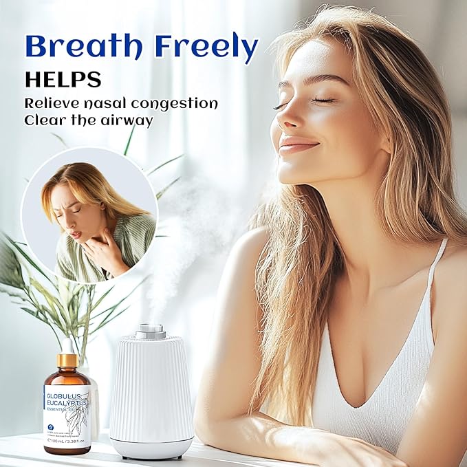 HIQILI Eucalyptus Essential Oil 1 Fl Oz, 100% Pure Natural Therapeutic Grade, Premium Grade Glass Dropper for Diffuser, Humidifier, Air Freshening, Cleaning, Home, Skin