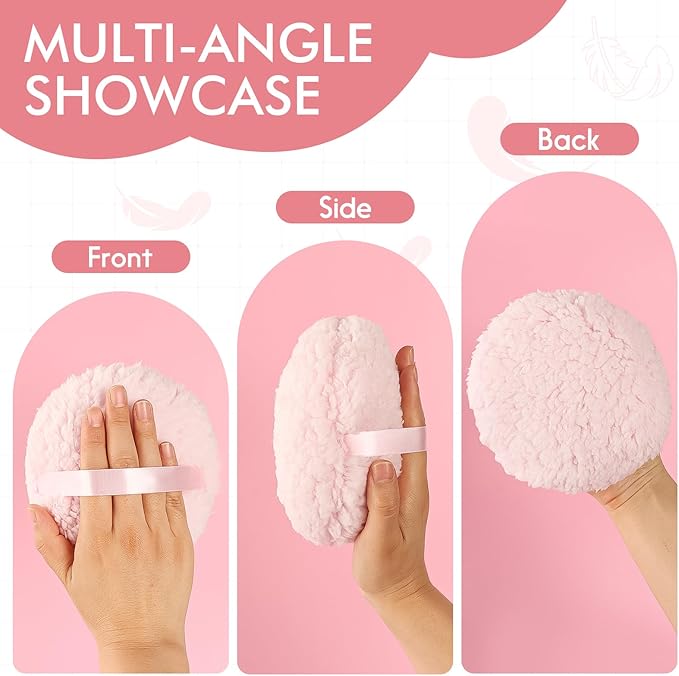 WSYUB Powder Puff,Powder Puffs for Body Powder, Oversize（6’’ x3’’ Body Powder Puffs,Extra-Large Dust Puff