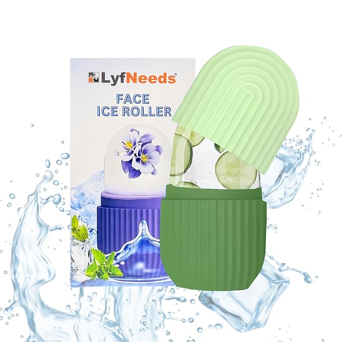 Face Ice Roller for Skin Care – Puffiness & Redness Relief, Migraine & Eye Bag Treatment, Cooling Facial Massager for Toning & Tightening, Reusable Ice Roller for Women & Men(Green)