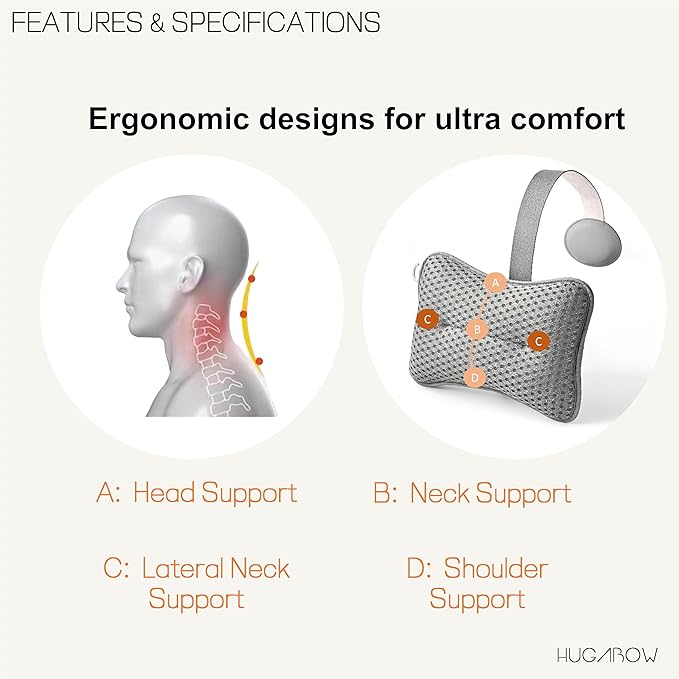 2-Pack Large Pillow for Hot Tub (Grey), Spa, and Chaise Lounge - Universal Headrest & Neck Support Cushion, Adjustable Height with Long Strap, Easy Drying with Hook (2-Pack)