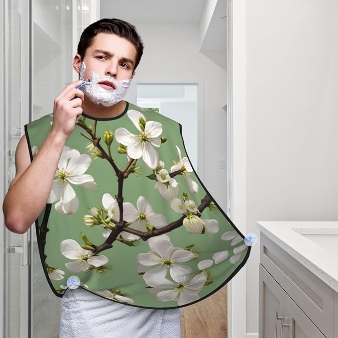 Pansy Perfection Print Beard Bib Shaving Apron, Beard Hair Trimming Cape Gift For Dad