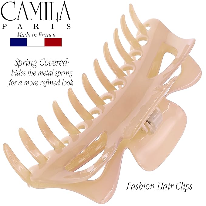 Camila Paris CP2887 French Large Hair Clips for Women Thick Hair for Long Curly Wavy Hair, Girls Hair Claw Clip, Durable Styling Big Claw Clip for Thick Hair, Strong Hold No Slip Grip, Made in France