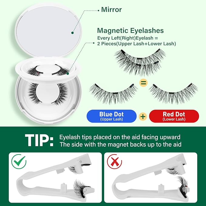 KEYYOU Daily Wear Reusable Magnetic Eyelashes 2 Pair with Applicator No Glue Needed 3D Natural Magnetic Lashes, Easy to Apply & Long Lasting for Daily Use & Events(A01+A01)